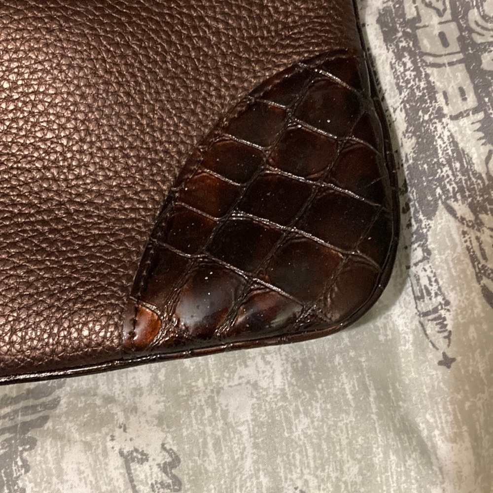 Brighton EUC Peyton Faux Crocodile Pebbled Leather Copper/Brown Bag with charm. - Picture 8 of 14